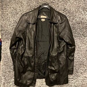 Women’s 100% Leather Full Zip Black Jacket missing Belt Size 12 David Benjamin